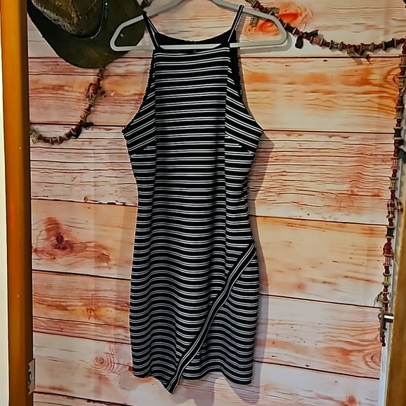 NWOT "A. BYER" BLACK STRIPE ELEGANLY CUT, CASUAL RACER BACK TANK DRESS. XL🖤 - Picture 8 of 8